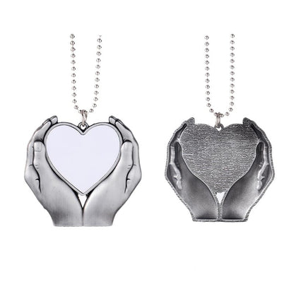 SCCFMM 20pcs Sublimation Blank Alloy Pendant, Angel Wing Rearview Mirror Pendant, Heart Keychain Heat Sublimation Pendant Blanks Car Hanging Ornament for DIY Heat Transfer Print
