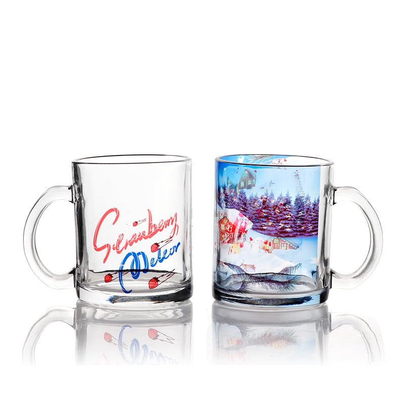 SCCFMM 3 Pack 12 oz Sublimation Blank Clear Glass Beer Mugs Glass Coffee Mugs Diy Heat Transfer Print Gift For Birthday Christmas Valentine's Day Anniversary Present Ideas