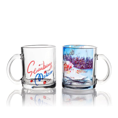 SCCFMM 3 Pack 12 oz Sublimation Blank Clear Glass Beer Mugs Glass Coffee Mugs Diy Heat Transfer Print Gift For Birthday Christmas Valentine's Day Anniversary Present Ideas