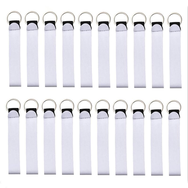 50 Pieces Sublimation Blanks Wristlet Keychain Blank Wrist Lanyard DIY Heat Press Transfer Neoprene Wristlet Keychain Wrist Lanyard Keychains Holder for DIY Crafts Girls Women