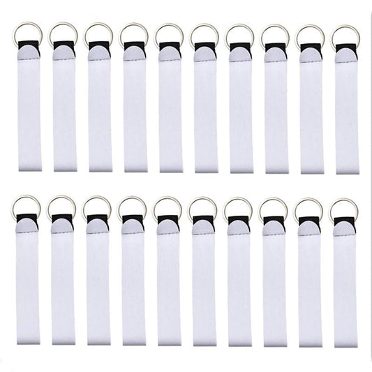 50 Pieces Sublimation Blanks Wristlet Keychain Blank Wrist Lanyard DIY Heat Press Transfer Neoprene Wristlet Keychain Wrist Lanyard Keychains Holder for DIY Crafts Girls Women