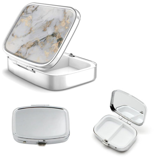 20pcs Sublimation Blank Pill Box Metal Square 2 Compartment Medicine Pill Case,Portable Pocket or Purse Pill Box for DIY Heat Transfer Print