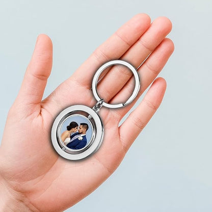 SCCFMM 30pieces Sublimation Keychains Blank Rotate Key Chains DIY Heat Transfer Press Keyrings Double side Pictures Key Rings Personalized Gifts For Women Girls