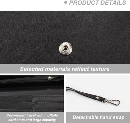 5 PiecesSublimation Blank Long Wallet, Fashion Ladies PU Leather Wallets, Heat Transfer Large Capacity Secure Buckle Leather Clutch Wallet, DIY Craft Long Purse for Women Girl Gift