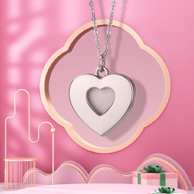 SCCFMM 20 pieces Sublimation Blank Necklace with Chain Set Blank Necklace Rhinestone Heart And Round Shape Bezel Pendant Tray, Sublimation Sheet for DIY Heat Transfer Print