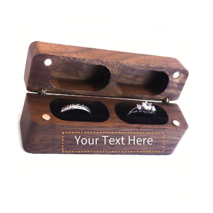 SCCFMM Custom Logo Laser Engraved Slim Wooden Double Ring Case Box DIY Name Logo for Wedding Ceremony Engagement Proposal Ring Bearer Box for 2 Rings