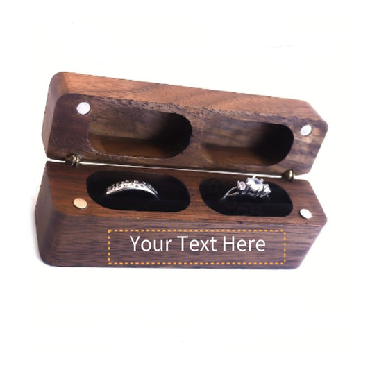 SCCFMM Custom Logo Laser Engraved Slim Wooden Double Ring Case Box DIY Name Logo for Wedding Ceremony Engagement Proposal Ring Bearer Box for 2 Rings