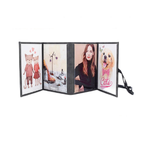 SCCFMM 4 Pack Sublimation Blanks Photo Album Creative 4 * 6 inch PU Leather Folding Photo Frame for 4 Photos DIY Heat Press Print