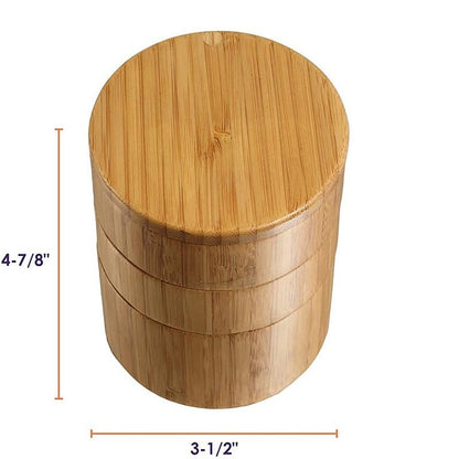 3-Tier Bamboo Salt Cellar with Magnetic Lid - Kitchen Salt Box with Swivel Magnetic Closure Lid Ideal for Celtic Sea Salt, Redmond Real Salt and Pepper Bowls