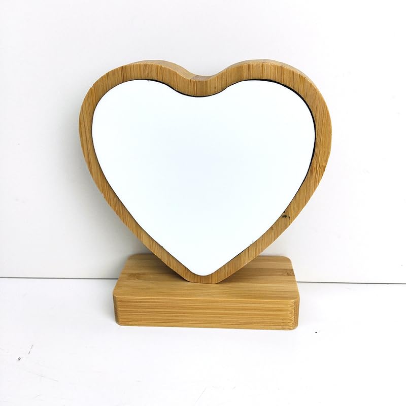 10 Pieces Sublimation Blanks Bamboo Frame Sublimation Blank Home Decorative Heat Transfer Photo Frame Bamboo Picture Frame Ornament for DIY Custom Tabletop Supplies (Heart)