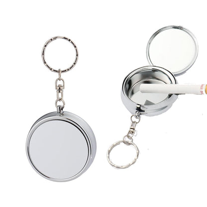 20pcs Sublimation Blank Portable Pocket Ashtray/Vehicle Cigarette Ashtray, DIY Heat Transfer Print Mini Stainless Steel Ashtrays with Key Chain and Cigarette Snuffer, Modern Ash Holder for Auto Use