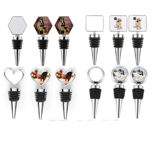 20pcs Sublimation Blank Metal Wine Bottle Stoppers, Reusable Wine Stoppers Aluminum Heat Transfer Print Red Wine Stoppers DIY Blank Wine Accessories for Gift, Bar, Party, Wedding