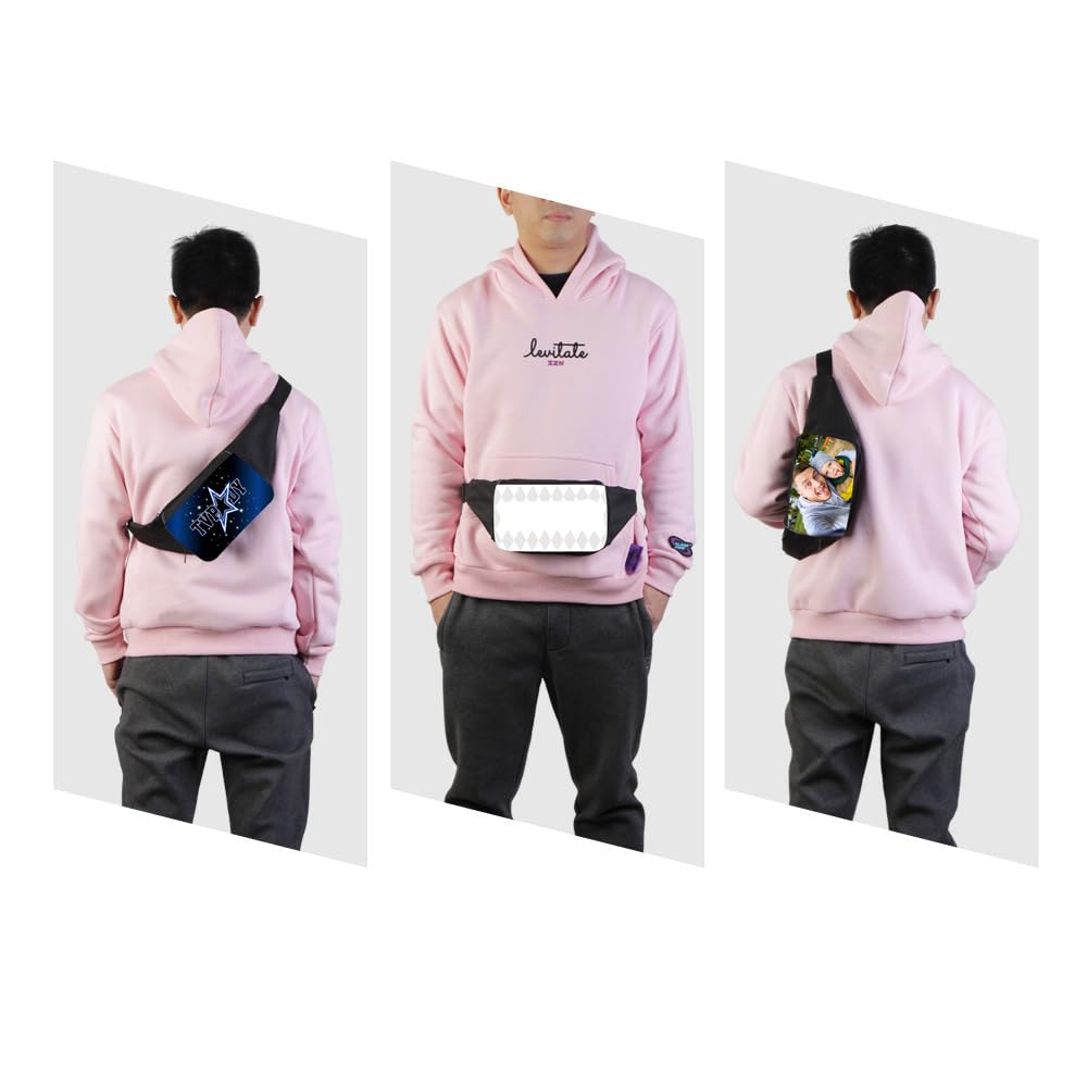 6 Pcs Sublimation Blank Women Men White Running Waist Bag Belt Bag Waist Pouch with Adjustable Strap Zip DIY Heat Transfer Print for Hiking Traveling Biking Festival Sports Outdoors Workout