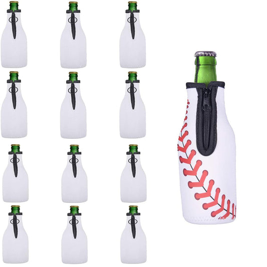 30 Pieces Sublimation Blanks Beer Bottle Cooler Sleeves White Neoprene Sleeve with Zipper Beer Sleeves for Bottles Can Cooler Insulator Glass Bottle Cover Sleeve for DIY Heat Transfer Print