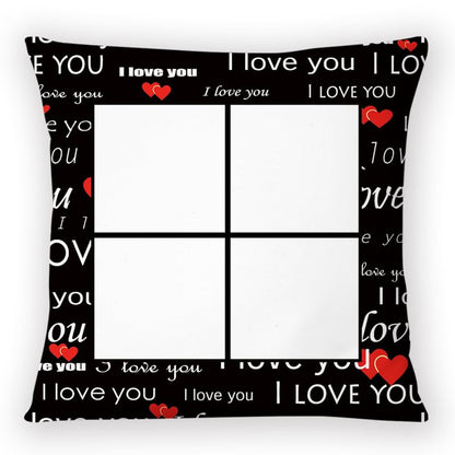 20 Pcs I Love You Letters Print Sublimation Blank 4 Panel Pillow Cases Cushion Cover Throw Pillow Covers for Sublimation Printing 15.7 x 15.7 Inch with Invisible Zippers DIY No Pillow Insert (Black)