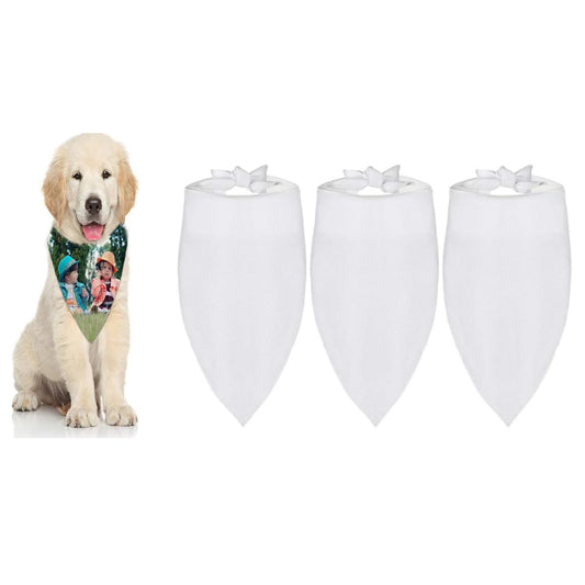 100 Pieces Sublimation Blank Dog Bandanas Solid White DIY Pet Bandanas Triangle Scarf Polyester Pet DIY Heat Transfer Triangle Bibs Kerchief Accessories for Dogs Puppy Cats