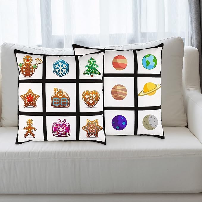 20Pieces Sublimation Blanks 9 Panel Pillow Case DIY Polyester Cushion Cover 15.7 x 15.7 Inch for Sublimation Heat Transfer Printing Sofa Couch No Pillow Insert