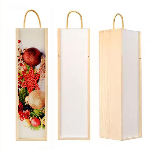 2 Pack Sublimation Blank Wooden Red Wine Boxes with Sublimation MDF Parts for DIY Heat Transfer Print Crafts, Gifts, Birthday and Party Wedding Staff Employee Appreciation Father Day Gift