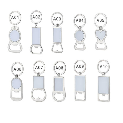 50 Pack Sublimation Blanks Bottle Opener With Keychains Heart Shaped Bottle Opener Metal Keychains Blank Key Rings for DIY Heat Transfer Print