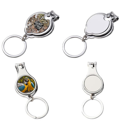 SCCFMM 20 Set Sublimation Blank Multi Function Nail Clipper Keychain with Nail Bottle Opener Keychain DIY Heat Transfer Print for Party Wedding Favor Gift Decorations Souvenirs Guest