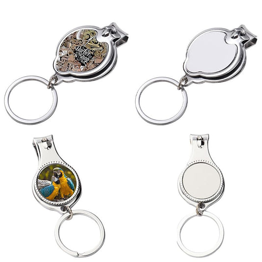 SCCFMM 20 Set Sublimation Blank Multi Function Nail Clipper Keychain with Nail Bottle Opener Keychain DIY Heat Transfer Print for Party Wedding Favor Gift Decorations Souvenirs Guest