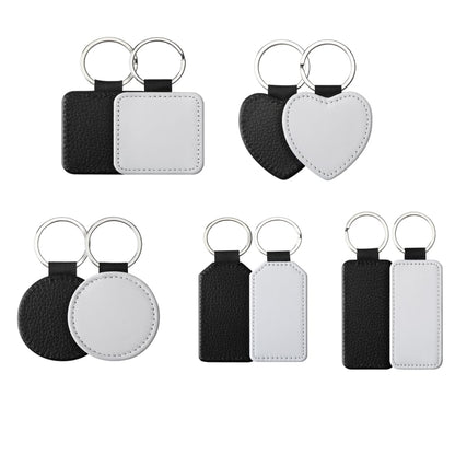 50 PCS Sublimation Single Side Blank Keychain PU Leather Sublimation Keychains DIY Heat Transfer Print Keyring for Pendant Ornament Making, Gift Present Making