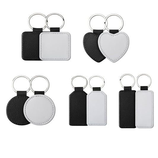 50 PCS Sublimation Single Side Blank Keychain PU Leather Sublimation Keychains DIY Heat Transfer Print Keyring for Pendant Ornament Making, Gift Present Making