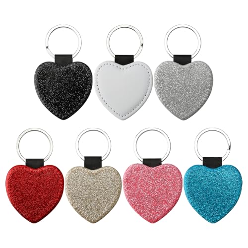 70 PCS Sublimation Blank Sequin Keychain PU Leather Sublimation Print Keychains DIY Heat Transfer Print Keyring for Gift (round)