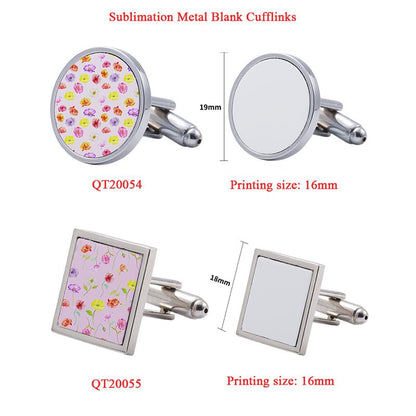40 Pcs Sublimation Blanks Metal Cufflink DIY Heat Transfer Cuff Buttons Sublimation Blank DIY Shirt Cuff Links for Wedding Business and Daily Wear