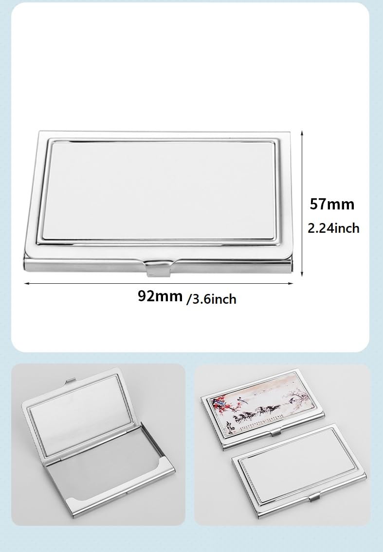 SCCFMM 10 Pcs Sublimation Blank Zinc Alloy Business Card Holder Metal Organizer Card Case Pocket DIY Heat Transfer Blank Card Carrier Case DIY Business Card Case for Men Women