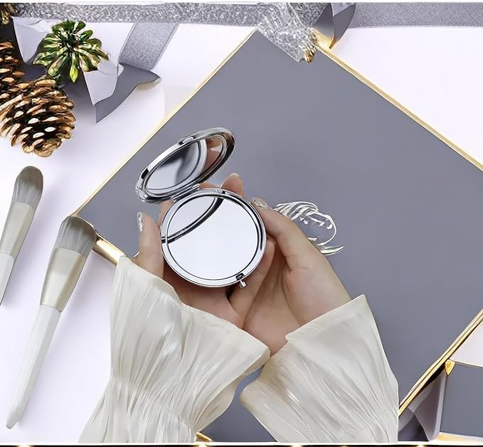 20 Pcs Sublimation Blanks Compact Mirror Bulk Small Gifts for Women DIY Heat Transfer Print Folding Pocket Makeup Mirror Handheld Mirror Round Square Sublimation Mirror for Purse Travel