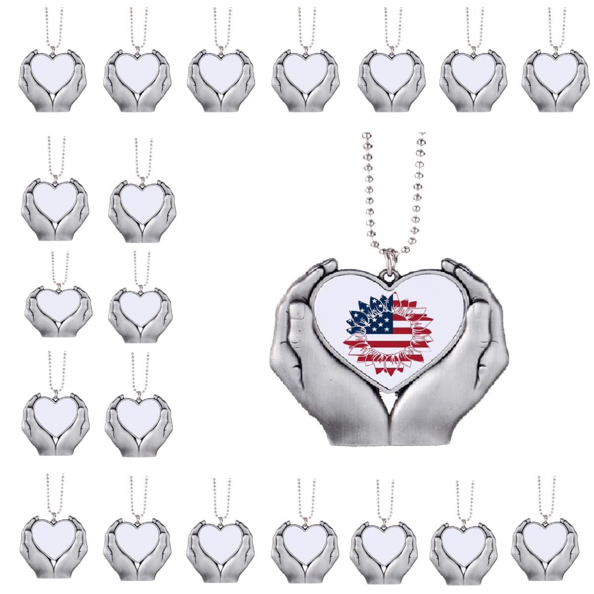 SCCFMM 20pcs Sublimation Blank Alloy Pendant, Angel Wing Rearview Mirror Pendant, Heart Keychain Heat Sublimation Pendant Blanks Car Hanging Ornament for DIY Heat Transfer Print