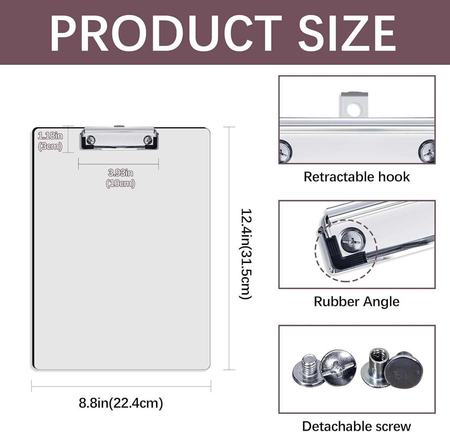 5 Pack Sublimation Blank Clipboard MDF A4 Letter Size 8.8'' x 12.4'' DIY Heat Transfer Print Teacher Blanks for Office Products DIY Handmade Craft Sublimation Ornaments