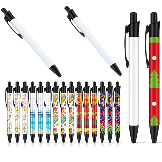 50 pcs Sublimation Blank Metal Body Pens DIY Heat Transfer Ballpoint Pen with Shrink Wrap DIY Heat Transfer Print School Supplies for Christmas DIY Office School Stationery Supplies