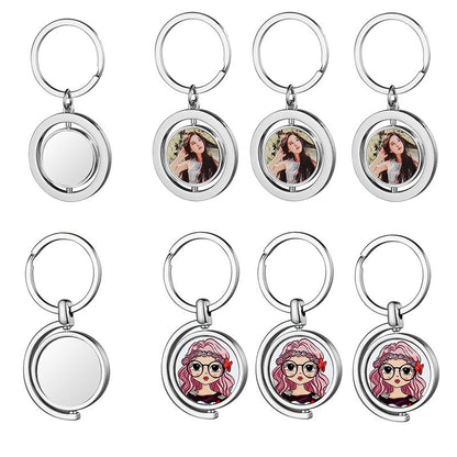 SCCFMM 30pieces Sublimation Keychains Blank Rotate Key Chains DIY Heat Transfer Press Keyrings Double side Pictures Key Rings Personalized Gifts For Women Girls