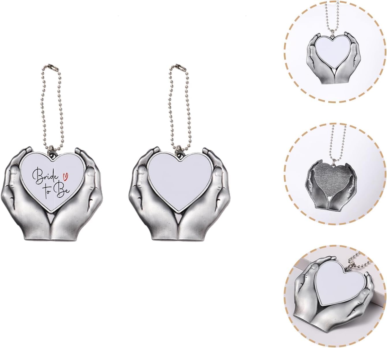 SCCFMM 20pcs Sublimation Blank Alloy Pendant, Angel Wing Rearview Mirror Pendant, Heart Keychain Heat Sublimation Pendant Blanks Car Hanging Ornament for DIY Heat Transfer Print