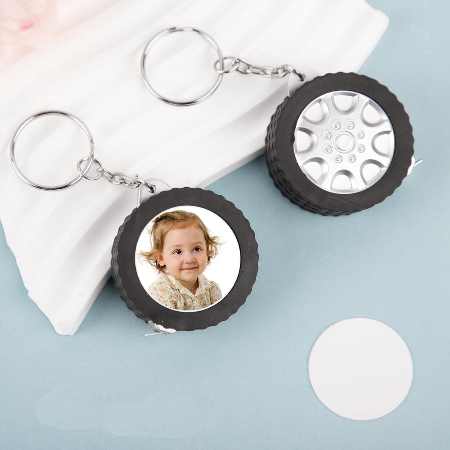30 Pack Sublimation Blank Keyring Measuring Tape Sewing Measure 1M/39.3 Inch Long with Keychains Aluminium Parts for DIY Heat Transfer Print