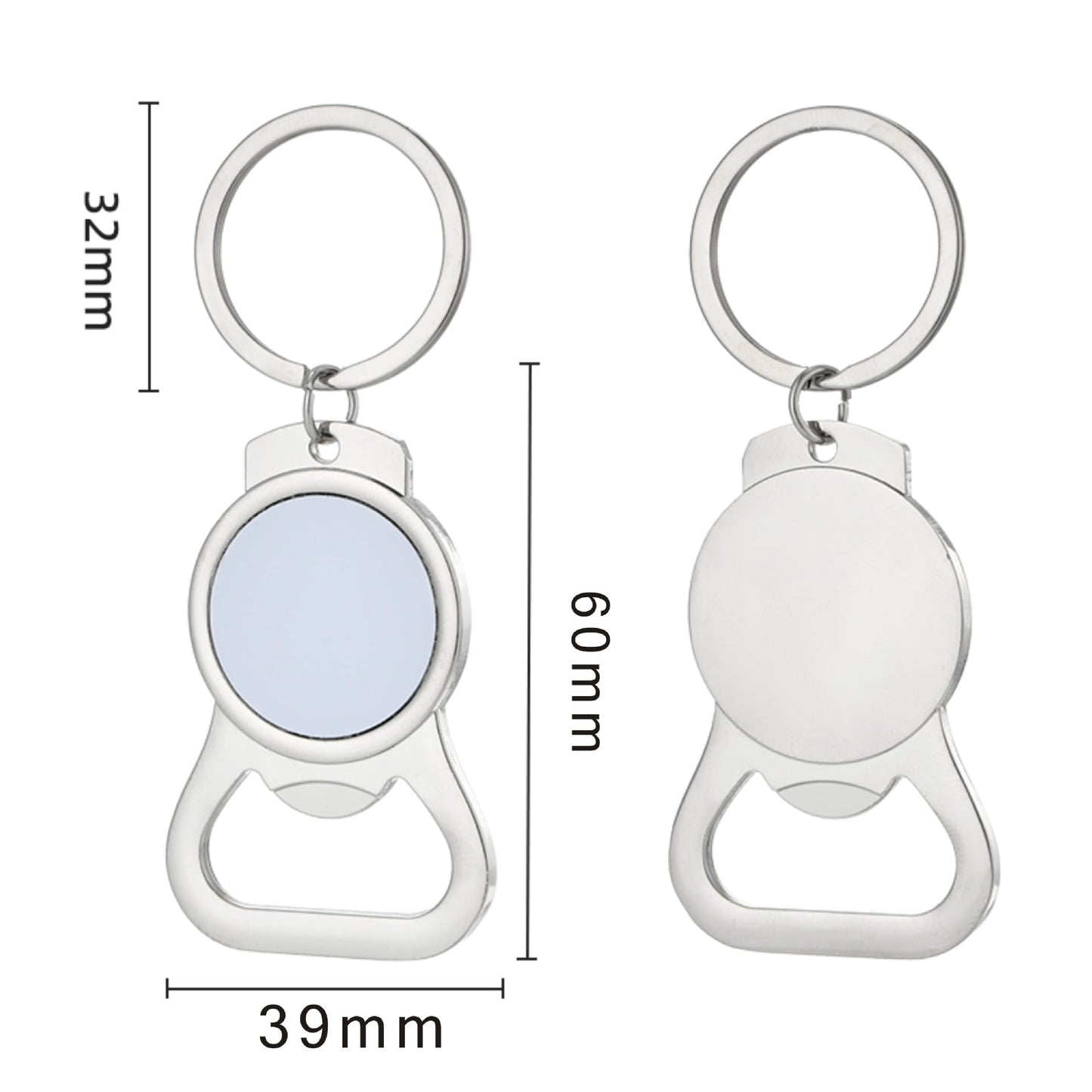 50 Pack Sublimation Blanks Bottle Opener With Keychains Heart Shaped Bottle Opener Metal Keychains Blank Key Rings for DIY Heat Transfer Print