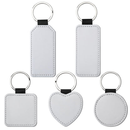 50 PCS Sublimation Single Side Blank Keychain PU Leather Sublimation Keychains DIY Heat Transfer Print Keyring for Pendant Ornament Making, Gift Present Making
