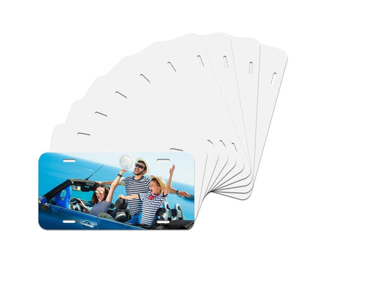 10 Pack Thick 0.65mm Sublimation License Plate Blank Aluminium White Front License Plate Tag Car Automotive for Sublimation DIY Heat Transfer Print