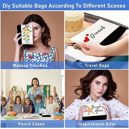 SCCFMM 10 Pack Sublimation Blank DIY Large Cotton Polyester Tote Bag + Cosmetic Bag, Reusable Grocery Shopping Fashionable Two-Tone Cloth Bags Makeup Bag for Heat Transfer Print