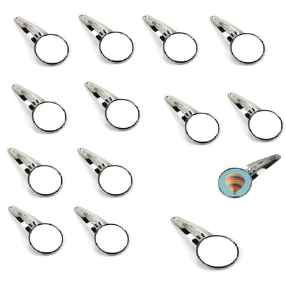 100 Pcs Sublimation Blank Round Shape Hairpins Silver Round Bezel Tray 20mm Blank Metal Hair Pins DIY Heat Transfer Print Hair Pins Supplies for Jewelry Making