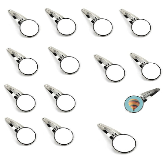 100 Pcs Sublimation Blank Round Shape Hairpins Silver Round Bezel Tray 20mm Blank Metal Hair Pins DIY Heat Transfer Print Hair Pins Supplies for Jewelry Making