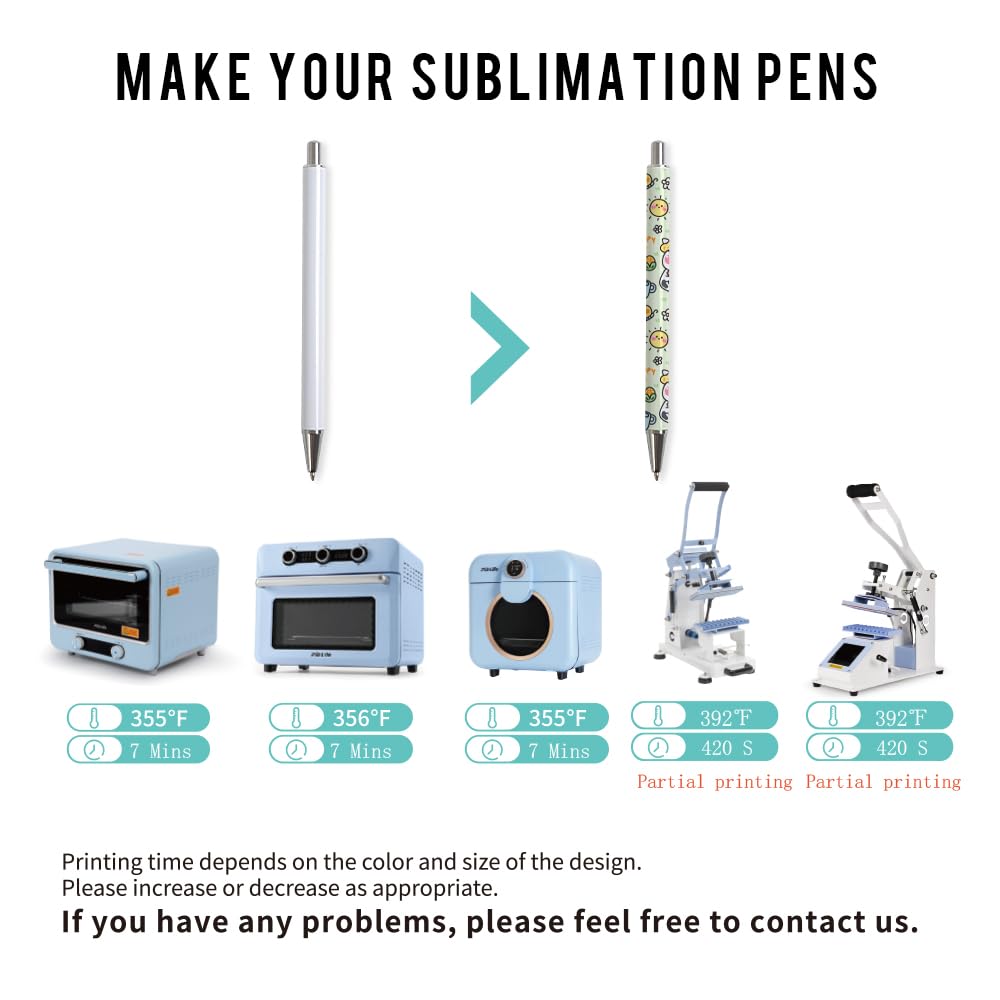 20 Pack Sublimation Pens Blanks No Clip Bulk White with 20 Pieces Shrink Wrap Films, DIY Personalized Ballpoint Pen by Heat Press Sublimation Oven