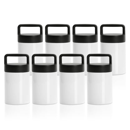 8 Pack Sublimation Kids Tumblers Bulk Food Jars Blanks White 13 OZ Stainless Steel with Portable Handle Lid for Cricut Mug Press Tumbler Heat Press Sublimation Oven Printing