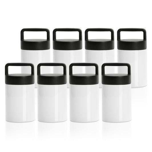 8 Pack Sublimation Kids Tumblers Bulk Food Jars Blanks White 13 OZ Stainless Steel with Portable Handle Lid for Cricut Mug Press Tumbler Heat Press Sublimation Oven Printing