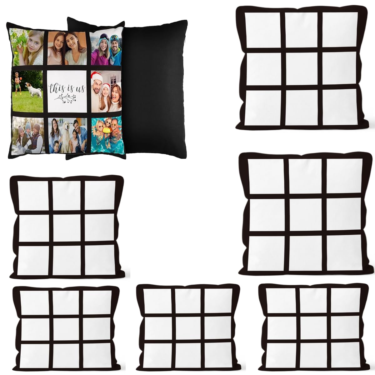 20Pieces Sublimation Blanks 9 Panel Pillow Case DIY Polyester Cushion Cover 15.7 x 15.7 Inch for Sublimation Heat Transfer Printing Sofa Couch No Pillow Insert
