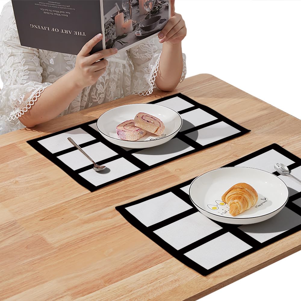 30 Pieces Sublimation Blank 9 Panel Placemats Wedding Party Linen Cotton DIY Heat Transfer Print Placemat Dining Table Place Mat for Kitchen Table