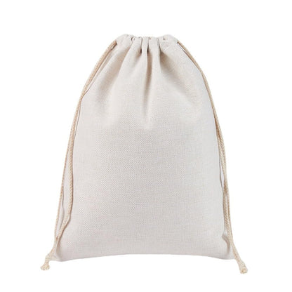SCCFMM 10 Pieces Sublimation Blank Drawstring Bread Bags Sublimation Linen Burlap Drawstring Bag Present Bags with Drawstring for Favors Party DIY Craft Heat Transfer Print
