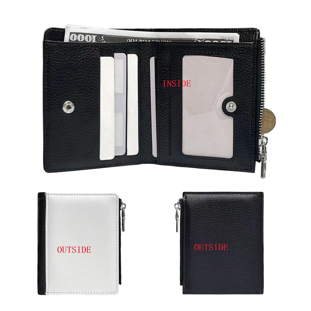 SCCFMM 10 pieces Sublimation Wallets Blanks for Men Women Valentines Gifts Employee Appreciation Wallets DIY Heat Transfer Sublimation Wallet With Zipper for Father's Day Office Travel Supplies
